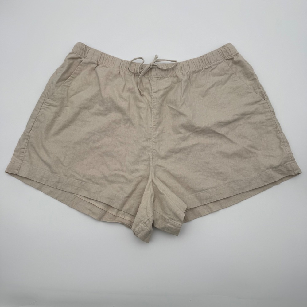 Abercrombie & Fitch Linen Blend Drawstring Shorts Beige XL